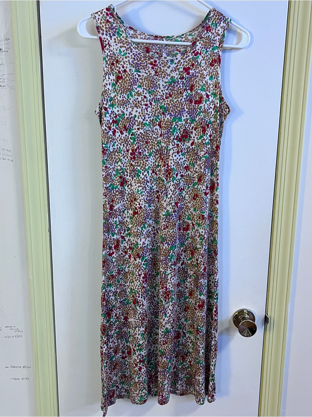 Sleeveless Floral & Leopard Print Midi lounge dress , stretch silk 100%